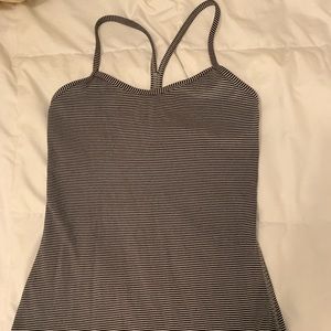 Lulu lemon power Y tank , Striped grey and blue